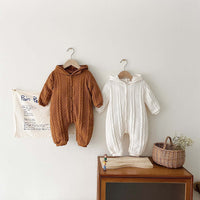 Baby Solid Color Crochet Knitted Pattern Thermal Knitted Romper