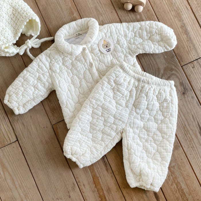 Baby Bear Patched Pattern Quilted Warm Lapel Cute Sets