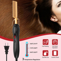 Electric Heating Hair Comb PTC Ceramic Hair Straightener Curler Brush Hair Straight Styler Wet Dry Use