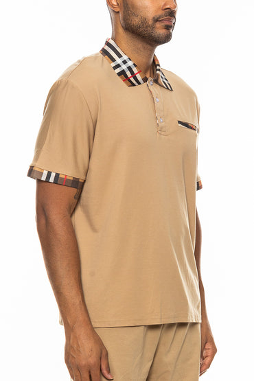 Checkered Plaid Polo Short Sleeve Shirt