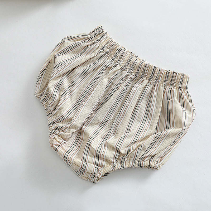 Baby Girl Striped Pattern Shirt Combo Shorts 1 Pieces Sets