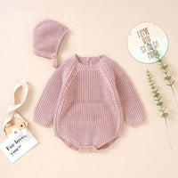 Baby Solid Color Long Sleeve Knitted Woolen Onesies