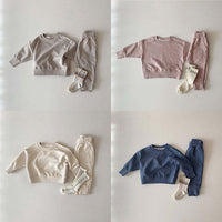 Baby Boy And Girl Solid Color Pullover Hoodies Combo Pants Pieces Sets