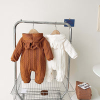 Baby Solid Color Crochet Knitted Pattern Thermal Knitted Romper