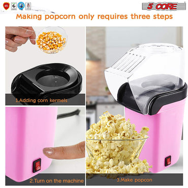 Popcorn Machine Hot Air Electric Popper Kernel Corn Maker Bpa Free No Oil 5 Core POP P