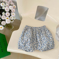 Baby Solid Color Puff Sleeve Blouses Combo Shorts Sets