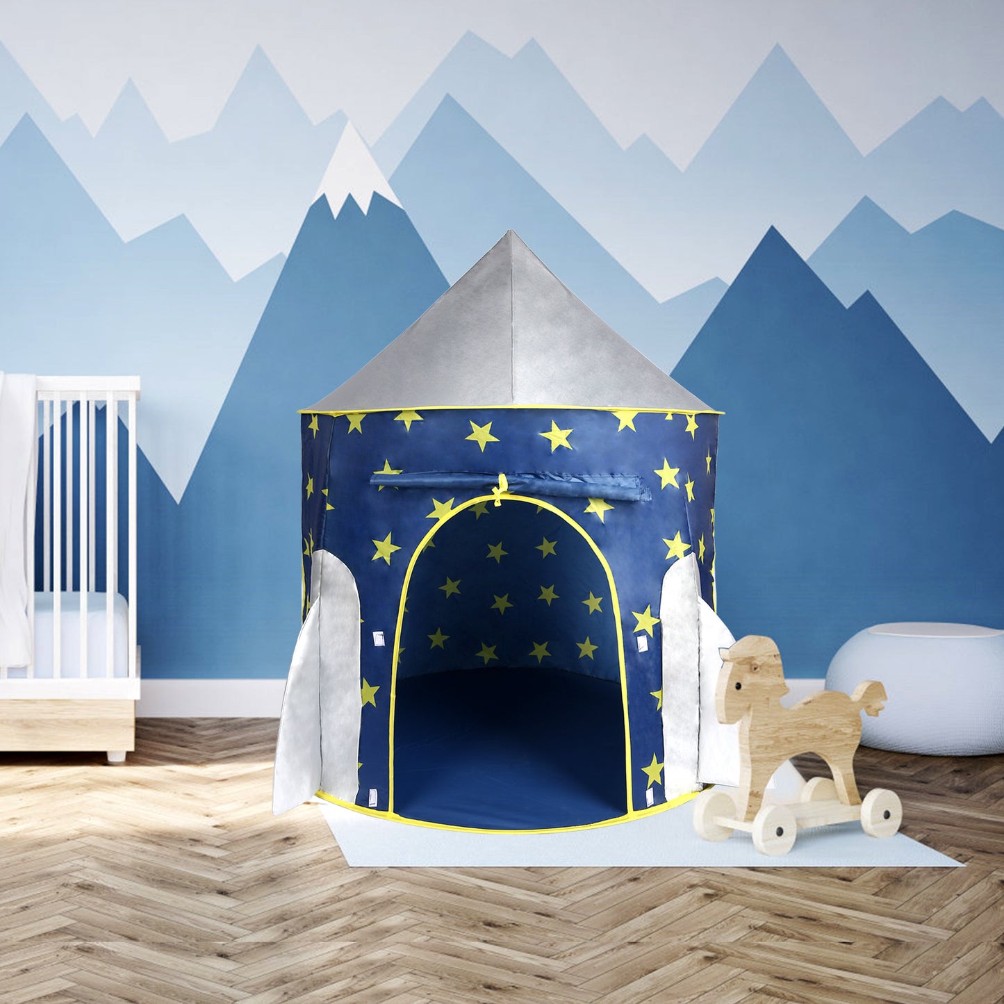 Kids Tent Rocket Spaceship; Kids Play Tent; Unicorn Tent for Boys & Girls; Kids Playhouse; Pop up Tents Foldable; Toddler Tent; Gift for Kids; Indoor & Outdoor; Blue; Space Theme