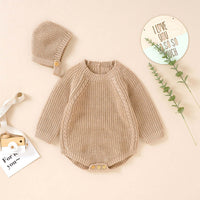 Baby Solid Color Long Sleeve Knitted Woolen Onesies