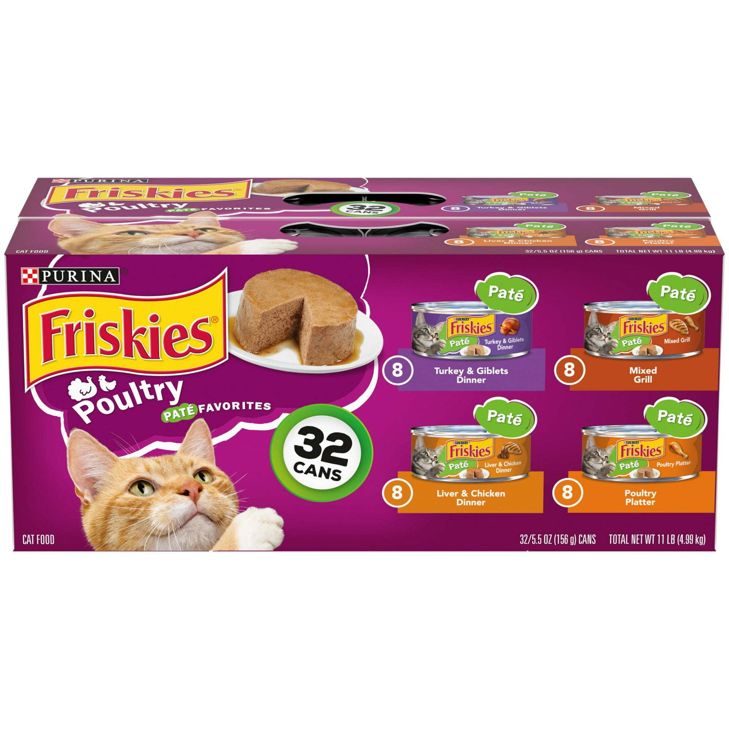 Purina Friskies Poultry Favorites Wet Cat Food Variety Pack 5.5 oz Cans (32 Pack)